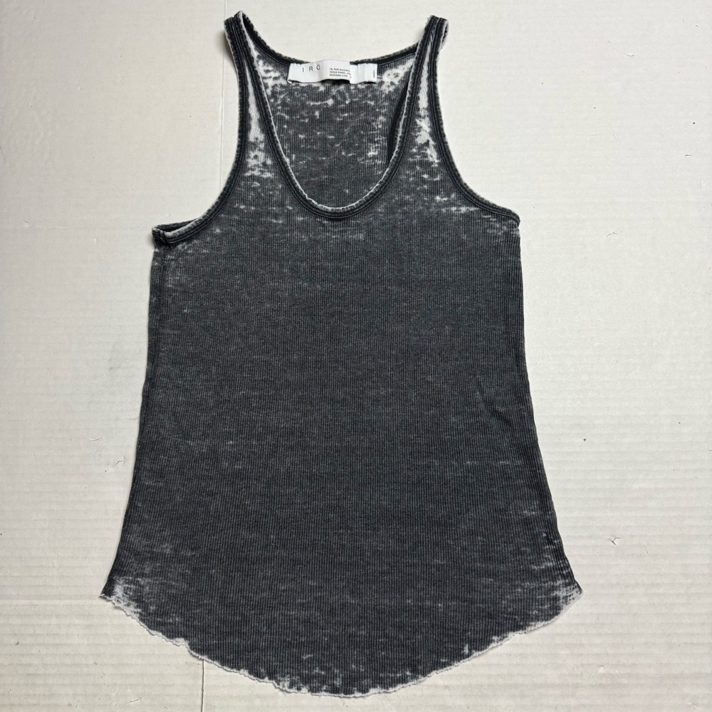 IRO Paris Women's Grey Acid Wash Ribbed Tank Top Size: Small